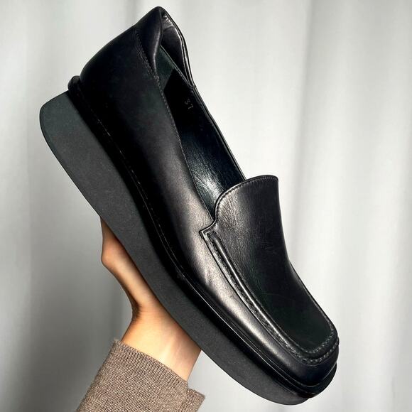 Vintage 90's Prada Black Leather Loafers Women's Size 37